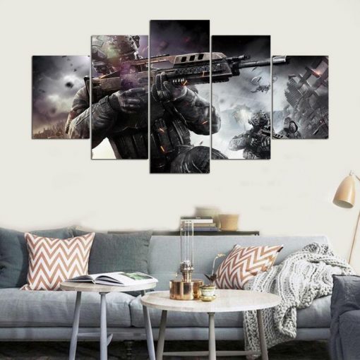 23551-NF Call Of Duty Black Ops Battle Background 1 Gaming - 5 Panel Canvas Art Wall Decor