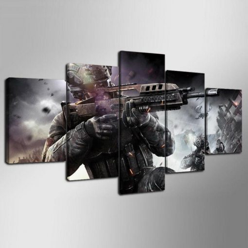23551-NF Call Of Duty Black Ops Battle Background 1 Gaming - 5 Panel Canvas Art Wall Decor
