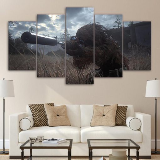 23549-NF Call Of Duty Sniper Aiming Gaming - 5 Panel Canvas Art Wall Decor