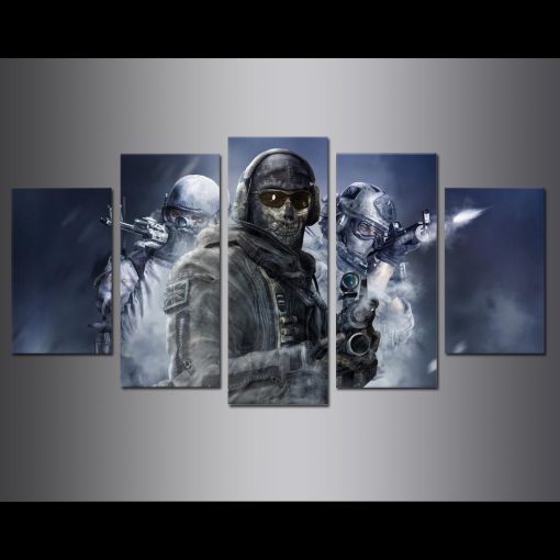 23550-NF Call of Duty Three Soldiers Gaming - 5 Panel Canvas Art Wall Decor