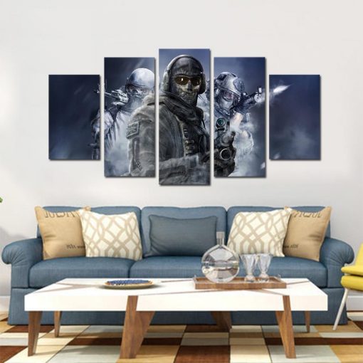 23550-NF Call of Duty Three Soldiers Gaming - 5 Panel Canvas Art Wall Decor