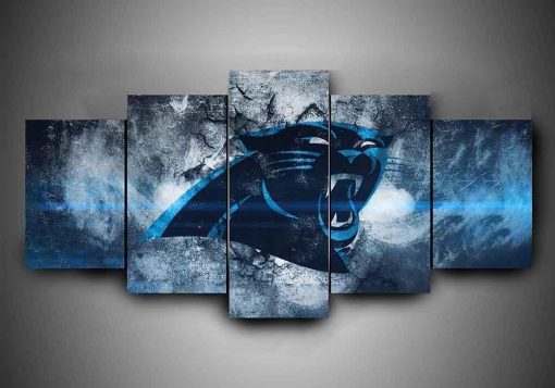 22519-NF Carolina Panthers 1 Football - 5 Panel Canvas Art Wall Decor