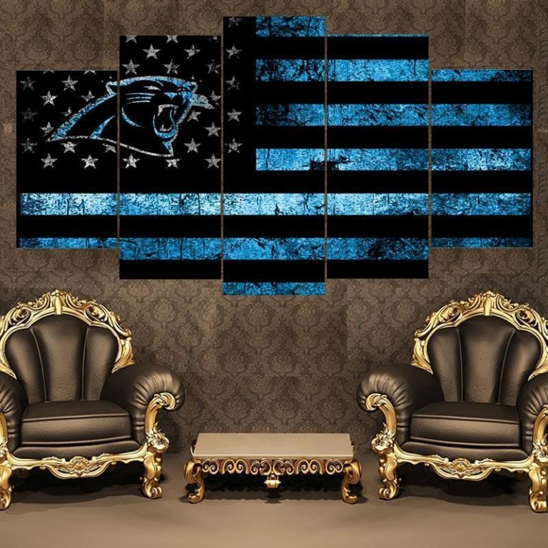 Carolina Panthers American Logo Football – 5 Panel Canvas Art Wall ...