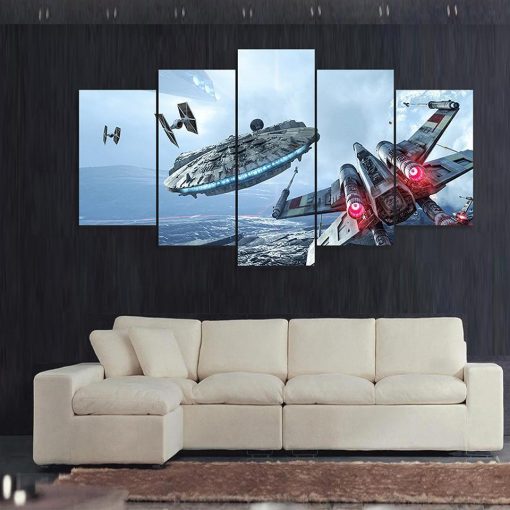 22451-NF Catch Millennium Falcon Star Wars Movie - 5 Panel Canvas Art Wall Decor