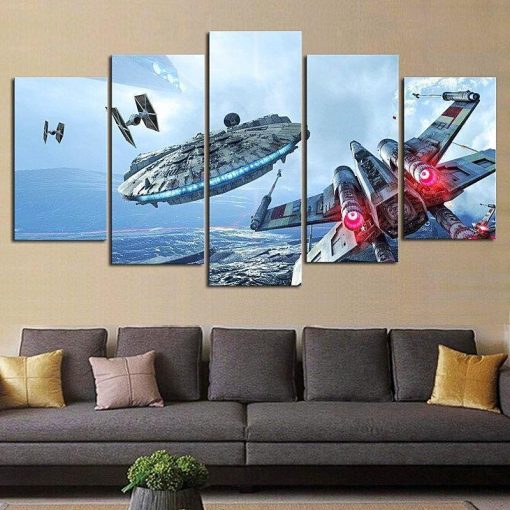 22451-NF Catch Millennium Falcon Star Wars Movie - 5 Panel Canvas Art Wall Decor