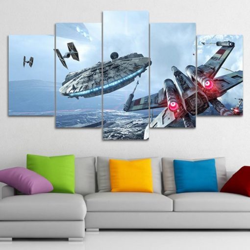 22451-NF Catch Millennium Falcon Star Wars Movie - 5 Panel Canvas Art Wall Decor