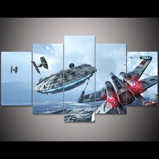 22451-NF Catch Millennium Falcon Star Wars Movie - 5 Panel Canvas Art Wall Decor