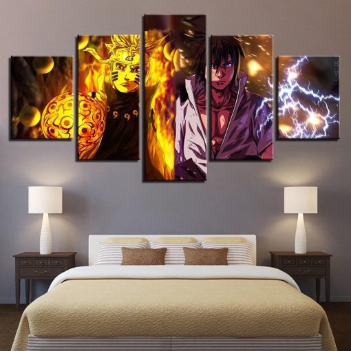 23013-NF Characters Naruto Sasuke Anime - 5 Panel Canvas Art Wall Decor