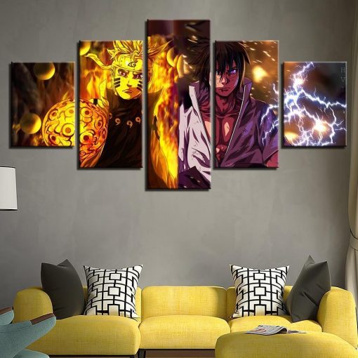 23013-NF Characters Naruto Sasuke Anime - 5 Panel Canvas Art Wall Decor