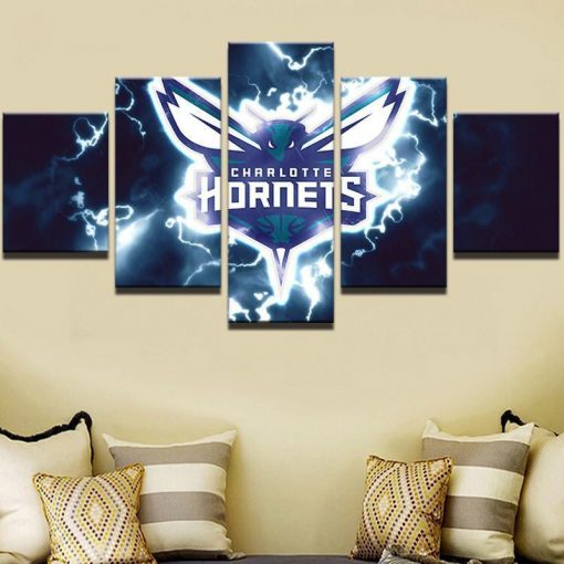 23532-NF Charlotte Hornets NBA Basketball - 5 Panel Canvas Art Wall Decor