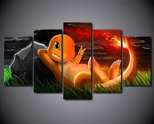 22931-NF Pokemon Charmander Anime - 5 Panel Canvas Art Wall Decor