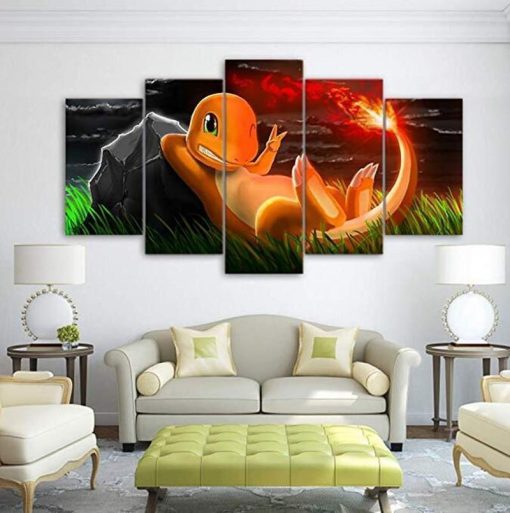 22931-NF Pokemon Charmander Anime - 5 Panel Canvas Art Wall Decor