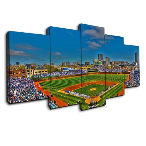 23017-NF Chicago Baseball Stadium Baseball - 5 Panel Canvas Art Wall Decor