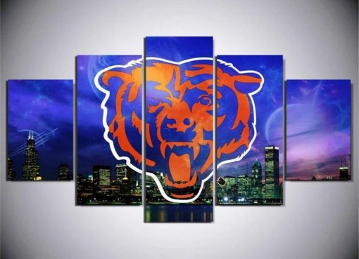 22516-NF Chicago Bears Logo Poster Football - 5 Panel Canvas Art Wall Decor