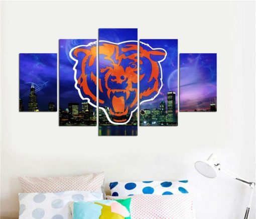 22516-NF Chicago Bears Logo Poster Football - 5 Panel Canvas Art Wall Decor