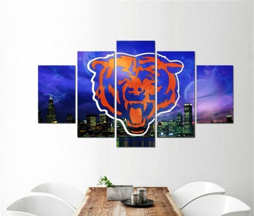 22516-NF Chicago Bears Logo Poster Football - 5 Panel Canvas Art Wall Decor