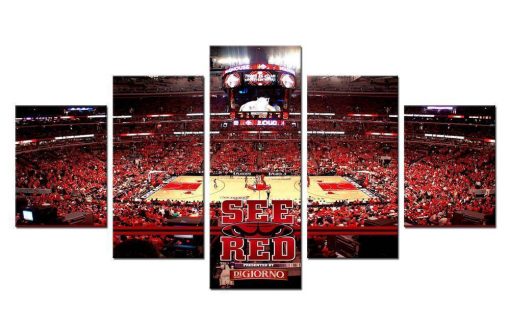 23016-NF Chicago Bulls Stadium NBA Basketball - 5 Panel Canvas Art Wall Decor