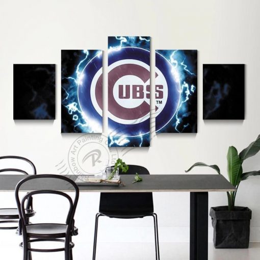 22607-NF Chicago Cubs Logo Baseball - 5 Panel Canvas Art Wall Decor