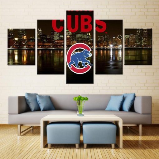 22517-NF Chicago Cubs Poster 3 Baseball - 5 Panel Canvas Art Wall Decor