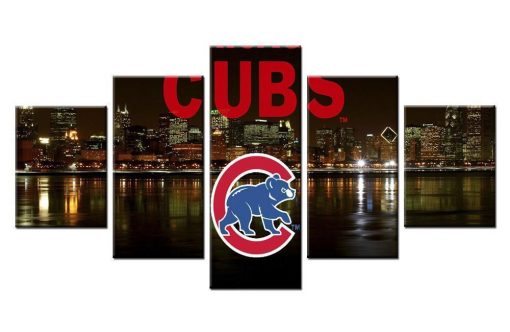 22517-NF Chicago Cubs Poster 3 Baseball - 5 Panel Canvas Art Wall Decor