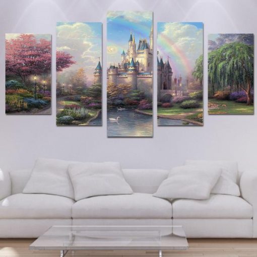 22397-NF Cinderellas Castle Disney - 5 Panel Canvas Art Wall Decor