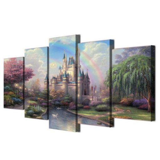 22397-NF Cinderellas Castle Disney - 5 Panel Canvas Art Wall Decor