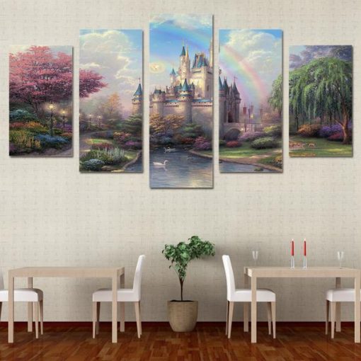 22397-NF Cinderellas Castle Disney - 5 Panel Canvas Art Wall Decor