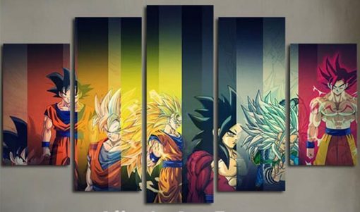 22761-NF Colorful Dragon Ball Cast Anime - 5 Panel Canvas Art Wall Decor