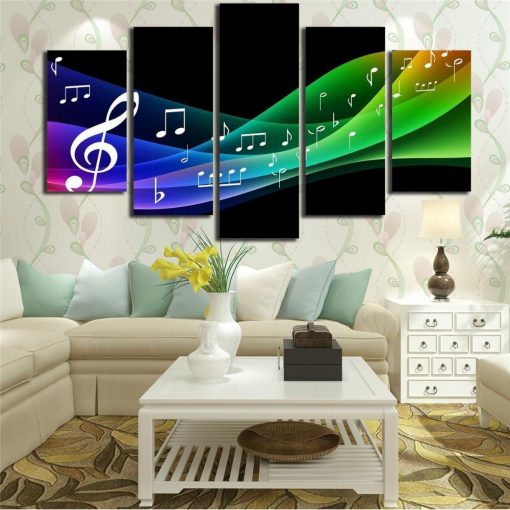 23543-NF Colorfull Notes Music - 5 Panel Canvas Art Wall Decor