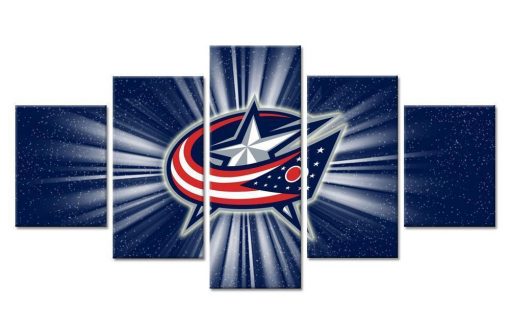 23544-NF Columbus Blue Jackets Logo Ice Hockey - 5 Panel Canvas Art Wall Decor