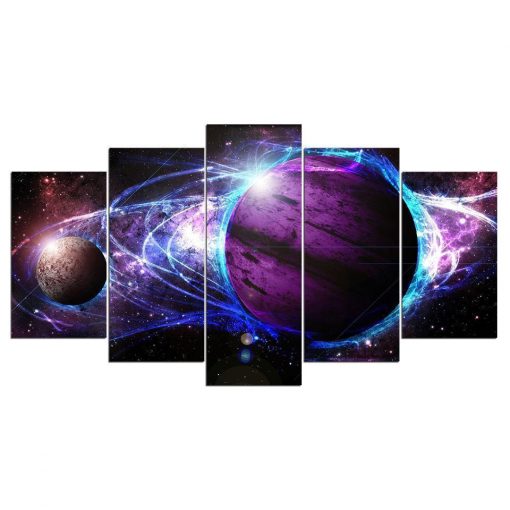 23528-NF Cosmos Galaxy Star Energy Space Universe - 5 Panel Canvas Art Wall Decor
