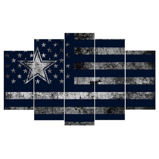 22759-NF Dallas Cowboys Flag Logo 2 Football - 5 Panel Canvas Art Wall Decor