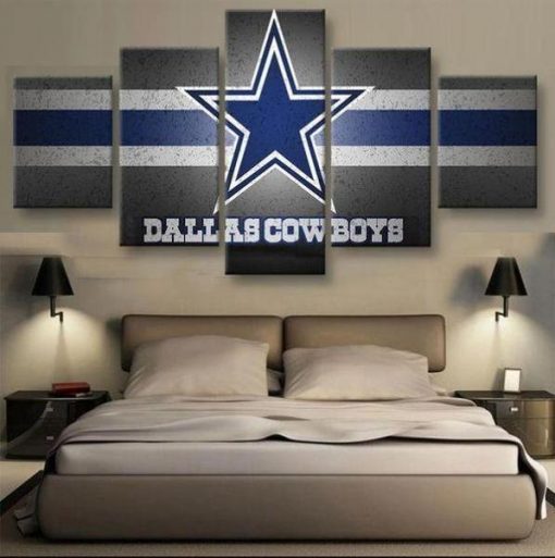 22201-NF Dallas Cowboys Logo Football - 5 Panel Canvas Art Wall Decor
