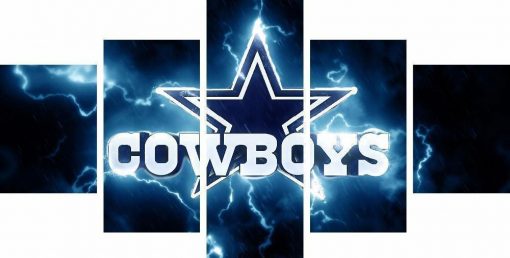 22514-NF Dallas Cowboys Thunder Football - 5 Panel Canvas Art Wall Decor