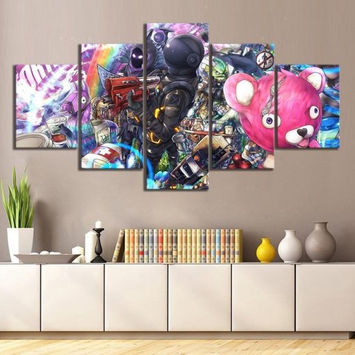 22251-NF Dark Voyager Raven Fortnite Gaming - 5 Panel Canvas Art Wall Decor