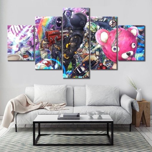 22251-NF Dark Voyager Raven Fortnite Gaming - 5 Panel Canvas Art Wall Decor