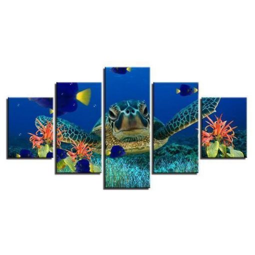 23503-NF Deep Sea Turtles Animal - 5 Panel Canvas Art Wall Decor