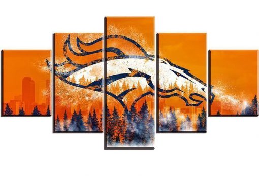 22603-NF Denver Broncos Football Canvas Football - 5 Panel Canvas Art Wall Decor