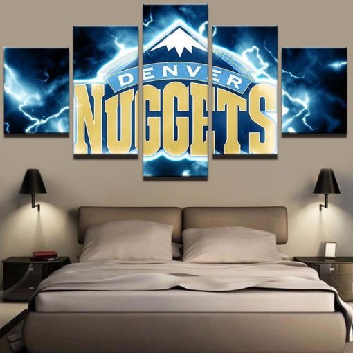 23007-NF Denver Nuggets NBA Basketball - 5 Panel Canvas Art Wall Decor