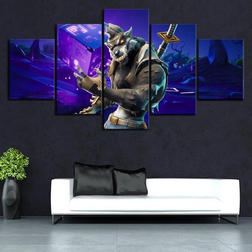 22512-NF Dire Werewolf Skin Fortnite Gaming - 5 Panel Canvas Art Wall Decor