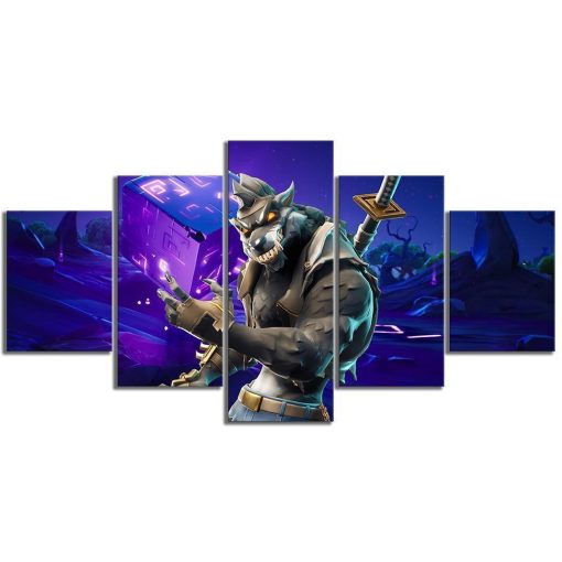 22512-NF Dire Werewolf Skin Fortnite Gaming - 5 Panel Canvas Art Wall Decor