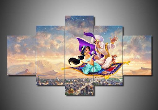 22604-NF Disney Aladdin Cartoon - 5 Panel Canvas Art Wall Decor