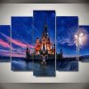 22208-NF Disney Castle 1 Cartoon - 5 Panel Canvas Art Wall Decor
