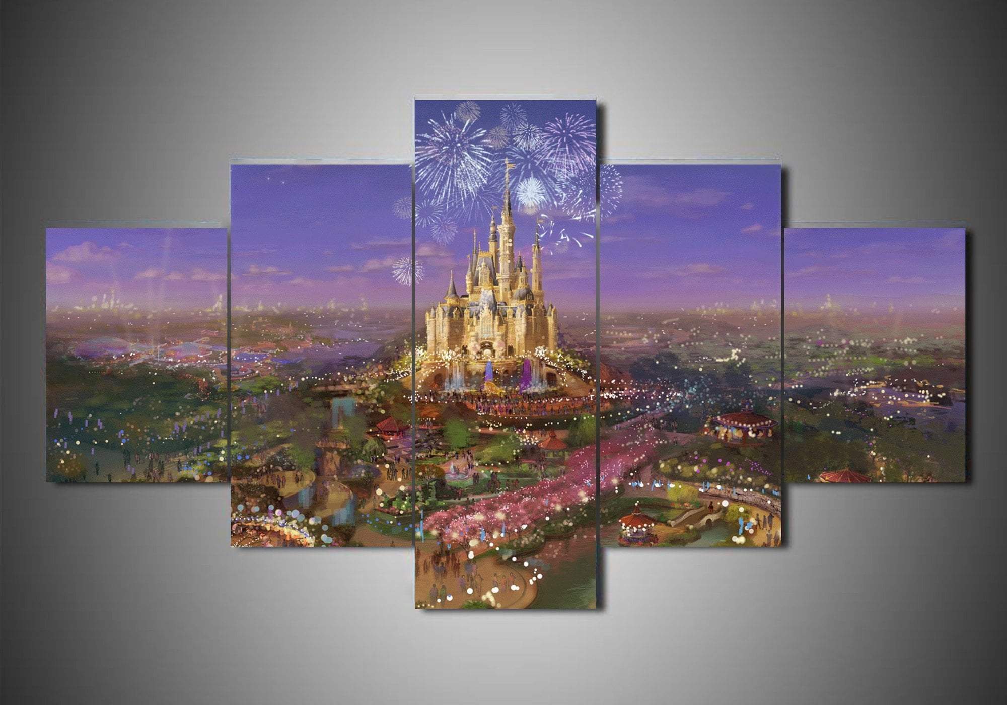 Disney Castle 3 Disney 5 Panel Canvas Art Wall Decor