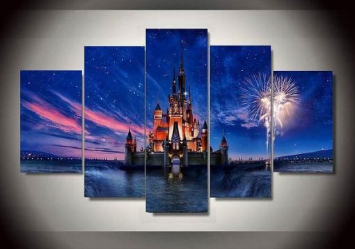 22324-NF Disney Castle 7 Cartoon - 5 Panel Canvas Art Wall Decor