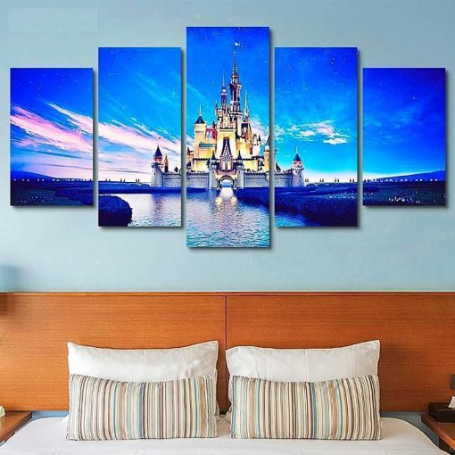 22450-NF Disney Castle Cartoon - 5 Panel Canvas Art Wall Decor