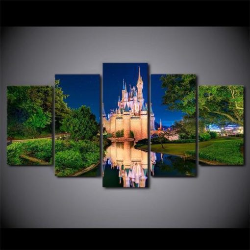 23010-NF Disney World Cinderella’s Castle Disney - 5 Panel Canvas Art Wall Decor