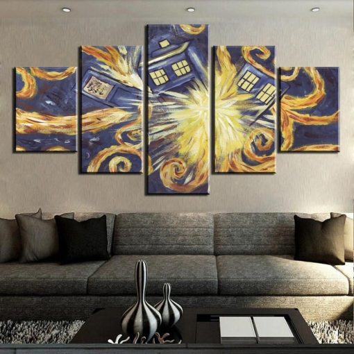 23499-NF Doctor Who Van Gogh Painting Abtract - 5 Panel Canvas Art Wall Decor