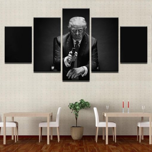 22753-NF Donald Trump Posters Modular Black And White Celebrity - 5 Panel Canvas Art Wall Decor
