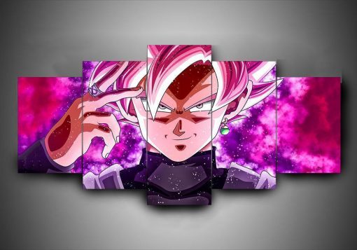 22996-NF Dragon Ball Goku Black Super Saiyan Rose Anime - 5 Panel Canvas Art Wall Decor